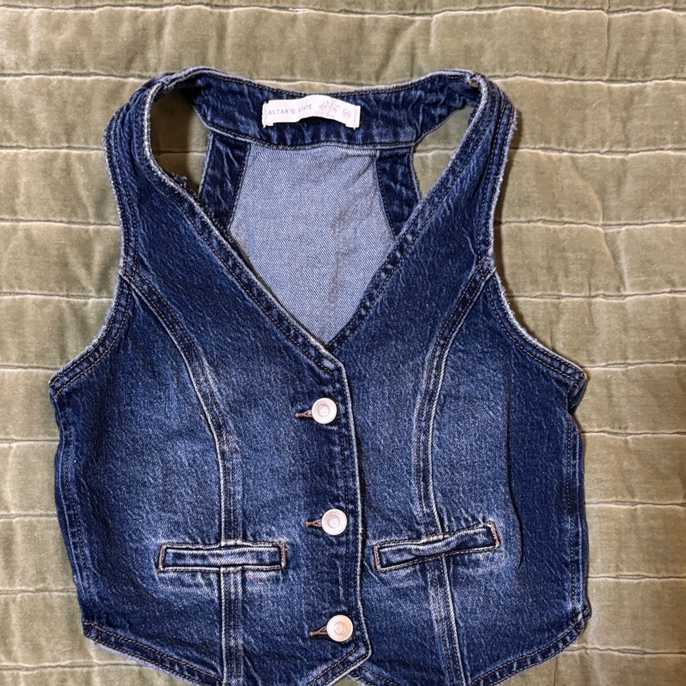 Altar'd State Blue Denim Vest